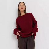 Toloer / Winter 2024 Round Collar Loose Long Sleeve Basic Casual Sweater