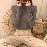 Turtleneck Pullovers Sweaters Women 2022 Autumn Winter Primer Shirt Long Sleeve Short Slim-fit tight Jumper Tops