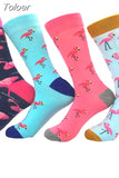 New Colorful Flamingo Cartoon Pattern Men Jacquard Happy Socks Ventilation Cotton Short Socks Male Autumn