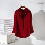 Red Dingy Shirt Long Sleeve Commuting Professional Blouse Spring And Autumn Anti- Wrinkling Temperament Shirt