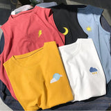Cartoon Printed T Shirt 2019 New Summer Women Harajuku Weather Clothes sleeveless Tops Femme O-Neck Loose T