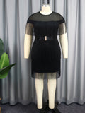 Fashion Round Collar Susleeve With Belt Dress Elegant Commute High Waist Slim Women's