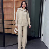 The Autumn Of 2025, The New Explosive Collar Solid Color Knitted Shirt Thick Pants Suit For