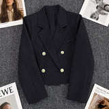 Toloer Jade Green Suit Jacket Female Autumn 2024 New Small Person Temperament Casual Versatile Small Suit Woman-Outfit