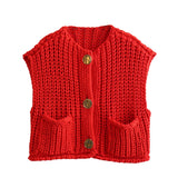 2024 Autumn And Winter New Women's Street Fashion 11 Color Thick Needle Vest W063 6001-Outfit