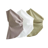 Women's Clothing 2025 Spring New Fold Design Asymmetrical Collar Three-Piece Vest