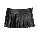 Punk Style Magic Sticker One-Skin Dress Personality Heavy Metal Buckle Hottie Sexy Style Mini