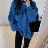 Lazy Blue Sweater Women's Autumn And Winter 2025 New Explosion Thick Cloth With Knitted Bottom