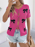 Spring And Summer Casual Sexy Bumpy Bow Tie With Knitted Sweater Holiday Cardigan Women's