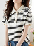 Toloer Polo Collar Top Women's Summer 2025 New Age-Reduced Gas Chic Short-Sleeved T-Shirt Women's Summer