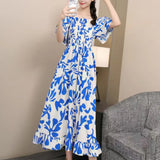 2025 New French Holiday Collar Shoulder Short Sleeves To Show Thin Flowers Long Orange Truss