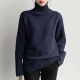 Elegant Autumn Winter Oversized Women Sweater New Solid Loose Turtleneck Knitted Sweaters Long Sleeve Pullover
