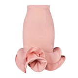 Mermaid Elastic High-Waist Pink Irregular Lotus Side Skirt Elegant Party
