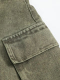 Women's Denim Skirt Retro Wash Green Pleated Pockets High Waist Zipper Short Mini Skirt 2024 Summer New Fashion 29L2823-Outfit