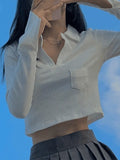 Long Sleeve Rib Knit Crop Top-Outfit