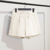 Toloer White Suit Shorts Female Black Summer Thin 2024 New Loose High-Waist A-Line Casual Wide-Leg Hot Pants-Outfit