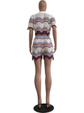 Toloer New Women's Handmade Knitted Casual Shorts Suit-Outfit