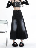 Toloer Denim Skirt Female Spring Autumn 2024 New Mid-Long Elastic High Waist Hanging Feeling Hair Edge A-Word