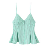 Buckle Swing 2025 Wide Short Female Vest Open Back Sexy Sling Skirt V-Neck