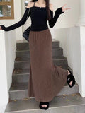 Spring Lanky Half Dress Girl French Retro Folded A Word Fishtail High Waist Design Sense Thin