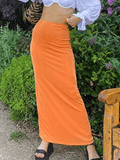 Stretchy Y2K Maxi Skirt-Outfit