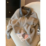 Spring And Autumn New Loose Gas Coat Ankola Red College Wind Splicing Fake Two Knitted Shirt