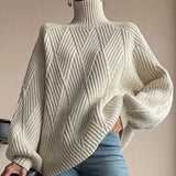Autumn Winter Thick Turtleneck Sweater Za Women Knitted Oversized Pullover Blouse Long Sleeve Casual Jumper Soft Warm Femme
