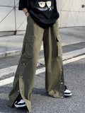 Buttoned Pocket Patch Cargo Pants-Outfit