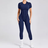 Toloer And Winter Stereo Back Tight Short-Sleeve Trousers One-Piece Sports Yoga Suit 88201-Outfit