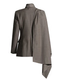 Small Suit Woman 2025 Autumn And Winter New Personality Wear Shawl Design Long-Sleeved Blazer Women's