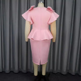 Women's Bow Bow Lotus Leaf Dress Banquet Party High Waist Dress
