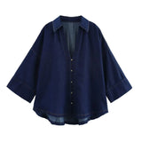 Homemade New Women's Wide-Sleeved Denim Shirt Wide Legged High Waist Jeans