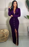 Winter Elegant Button Full Open Long Sleeve Long
