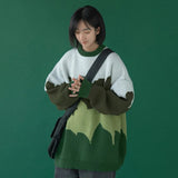 autumn and winter Oversize Lazy Wind Color Matching Striped Sweater Women's New Long Sleeve Knit Pullover
