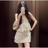 Spring And Summer New Embroidery Fine Sling + High-Waist Embroidery