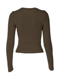 Solid Color Long Sleeve Top-Outfit