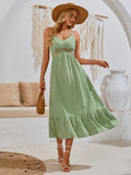 Toloer Research And Development Of The New Dress 24 Years Of Summer Leisure V-Neck Solid Color Hollow Suspenders Dress-Outfit