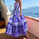 Toloer Spot 2024 Spring And Summer New Female Fashion Temperament Large Long Print Halenders Dress-Outfit
